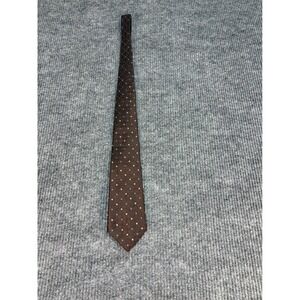 Bugatti Mens Silk Necktie Brown Blue Geometric Grid Pattern Formal Business Tie